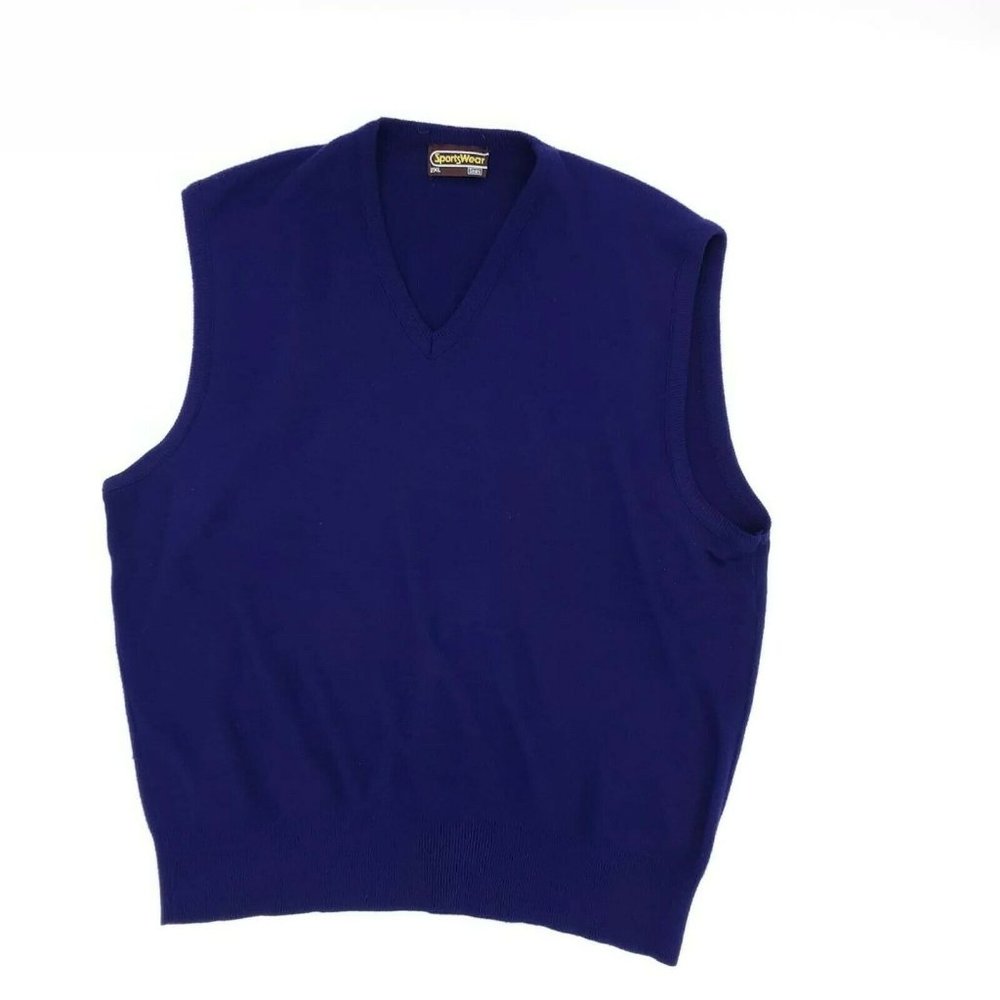 Vintage Sears Sportsweart men's Sweater Vest 2xl 80's Navy